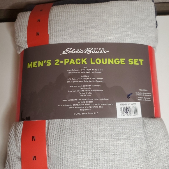 Eddie Bauer Men’s Top & Bottom in Gray color MEDIU - Picture 2 of 2